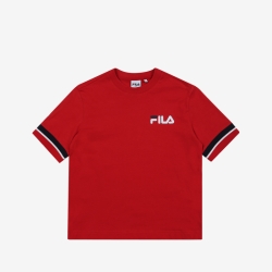 Fila Small Linear - Naisten Poolopaita - TummanPunainen | FI-65796